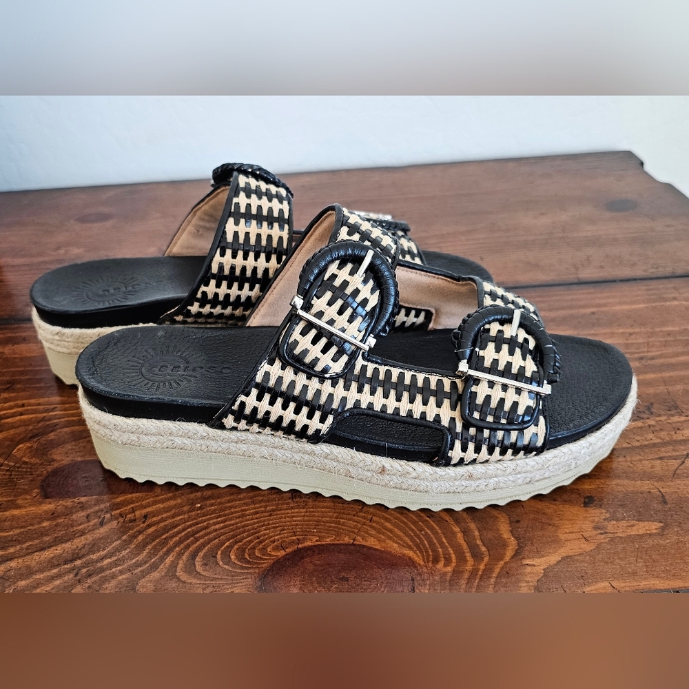 BRIOSO OrthoLite Black & Tan Platform Sandals Women's Size 9.5 NWOB - Picture 3 of 7